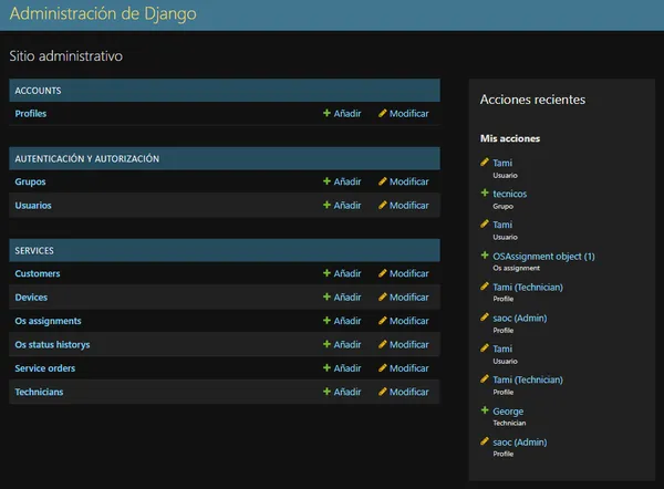 Captura de pantalla de TecnoFix: Gestión de Servicio Técnico